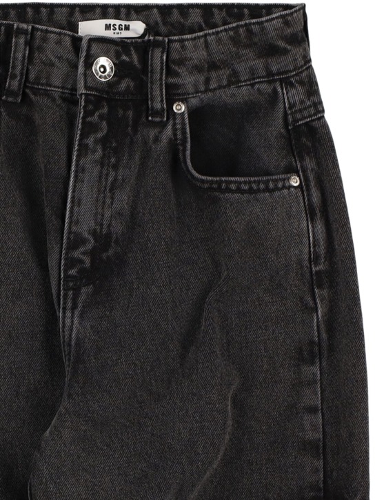 MSGM: Cotton denim cargo jeans - Black - kids-girls_1 | Luisa Via Roma
