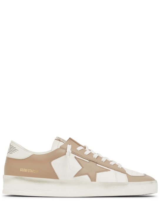 Golden Goose: Sneakers Stardan in pelle - Beige/Bianco - men_0 | Luisa Via Roma