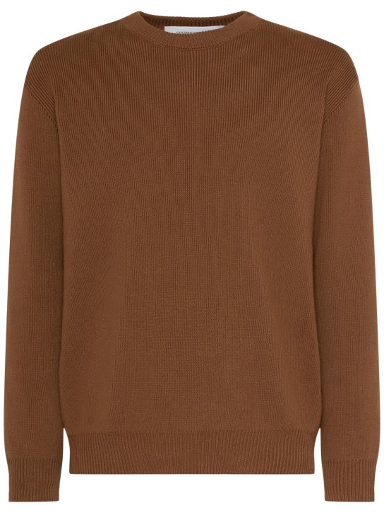 Golden Goose: Journey cotton crewneck sweater - Tobacco - men_0 | Luisa Via Roma