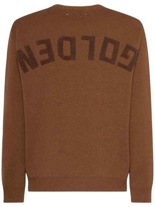 Golden Goose: Journey cotton crewneck sweater - Tobacco - men_3 | Luisa Via Roma