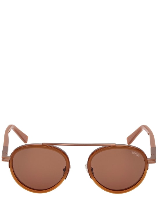 Zegna: Orizzonte II acetate sunglasses - Light Brown - men_0 | Luisa Via Roma