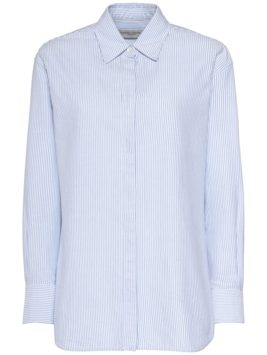 Golden Goose: Camicia Golden in cotone oxford - Blu - women_0 | Luisa Via Roma
