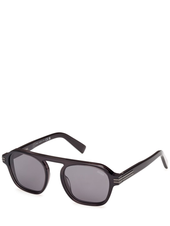 Zegna: Aurora II acetate polarized sunglasses - Black/Grey - men_1 | Luisa Via Roma