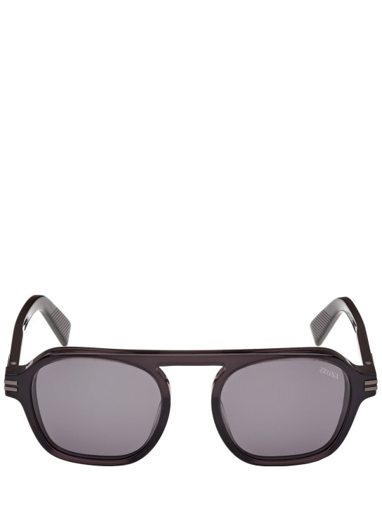 Zegna: Aurora II acetate polarized sunglasses - Black/Grey - men_0 | Luisa Via Roma