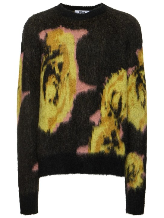 MSGM: Macro pixel brushed knit sweater - Siyah - men_0 | Luisa Via Roma