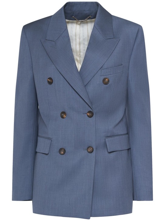 Golden Goose: Journey double breast wool blazer - Blue - women_0 | Luisa Via Roma