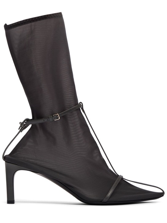 Jil Sander: 65毫米网眼&皮革及踝靴 - women_0 | Luisa Via Roma