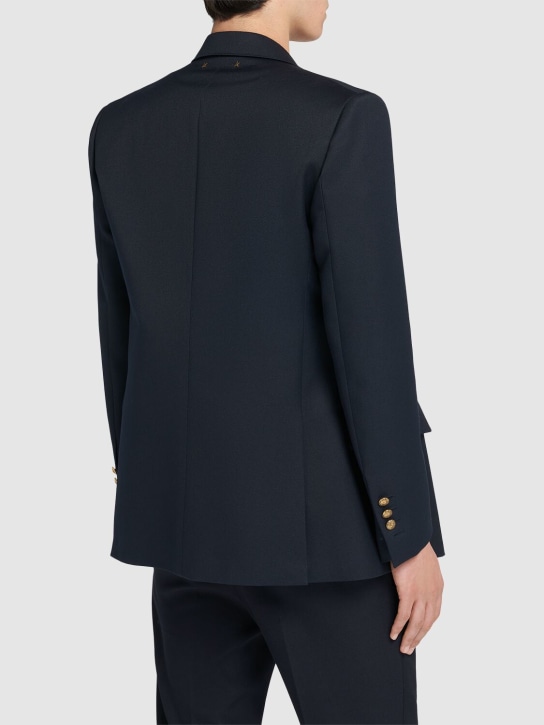 Golden Goose: Double breasted gabardine blazer - Dark Blue - men_2 | Luisa Via Roma