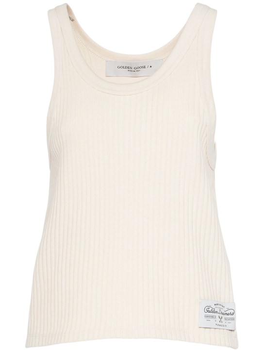 Golden Goose: Journey ribbed tank top - Shortbread - women_0 | Luisa Via Roma