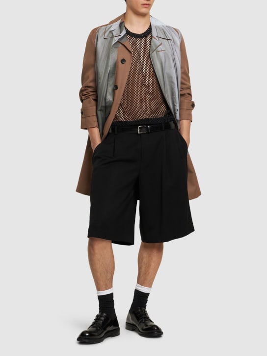 Comme des Garçons Homme Plus: Shorts plisados de lana - Negro - men_1 | Luisa Via Roma