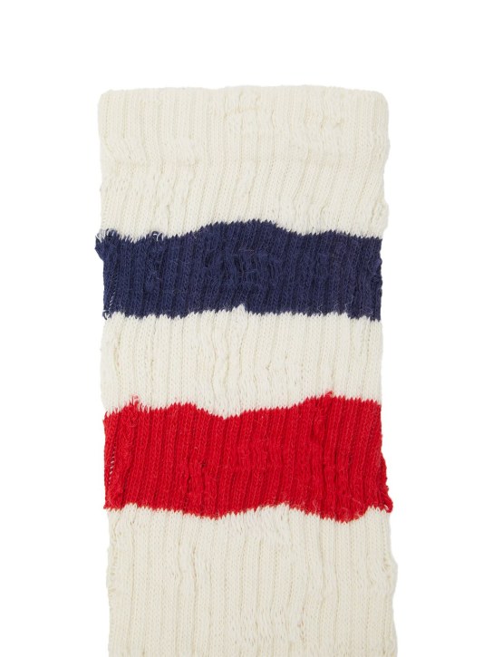 Golden Goose: Stripes cotton blend ribbed socks - Red/White/Blue - men_1 | Luisa Via Roma