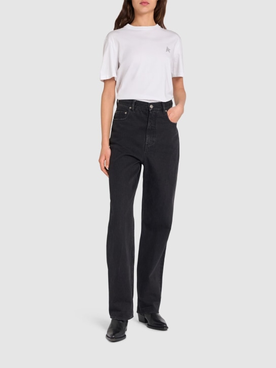 Golden Goose: Star cotton jersey t-shirt - White/Silver - women_1 | Luisa Via Roma