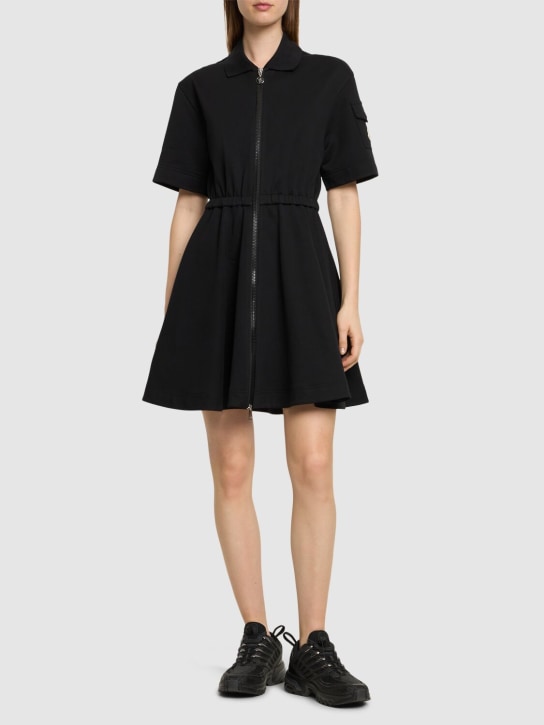 Moncler: Cotton polo shirt dress - Nero - women_1 | Luisa Via Roma
