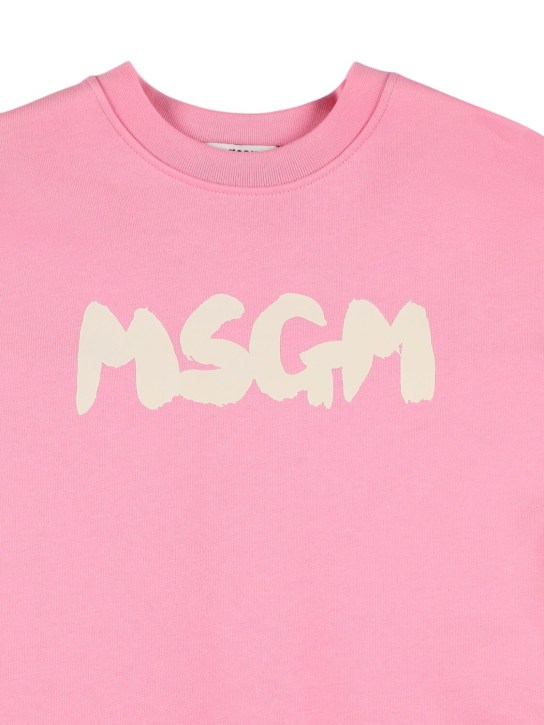 MSGM: Cotton sweatshirt dress - Pink - kids-girls_1 | Luisa Via Roma