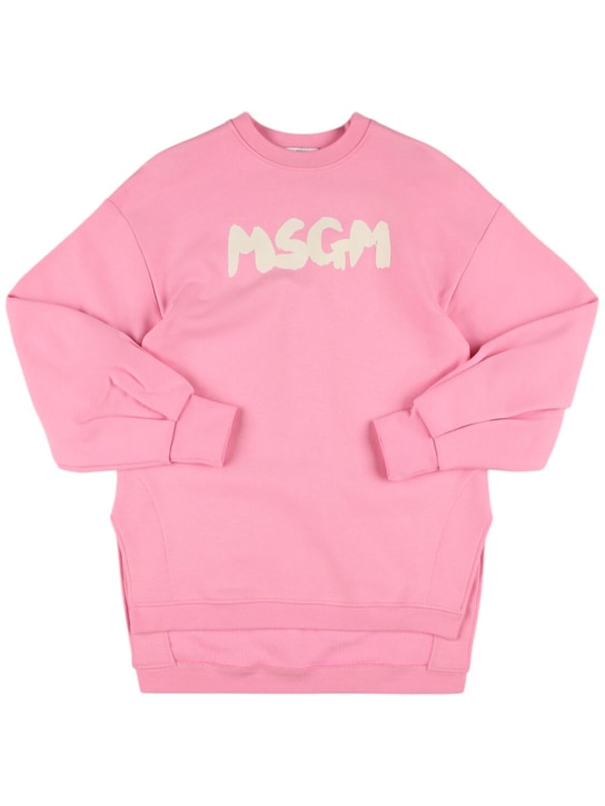 MSGM: Cotton sweatshirt dress - Pink - kids-girls_0 | Luisa Via Roma