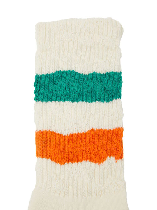 Golden Goose: Striped cotton blend ribbed socks - White/Multi - men_1 | Luisa Via Roma