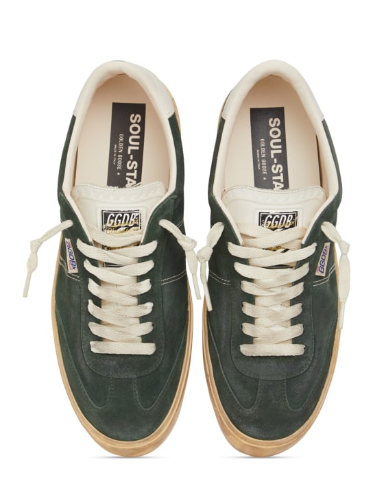 Golden Goose: Soul-star suede sneakers - Green/Milk - men_4 | Luisa Via Roma