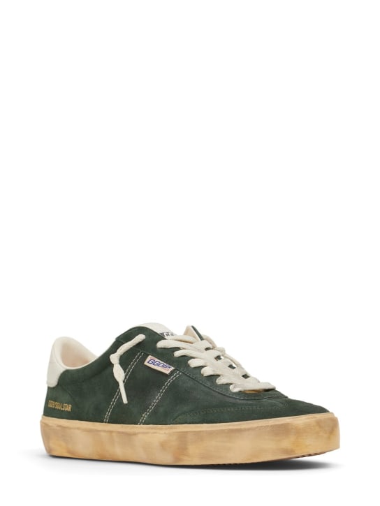Golden Goose: Soul-star suede sneakers - Green/Milk - men_2 | Luisa Via Roma