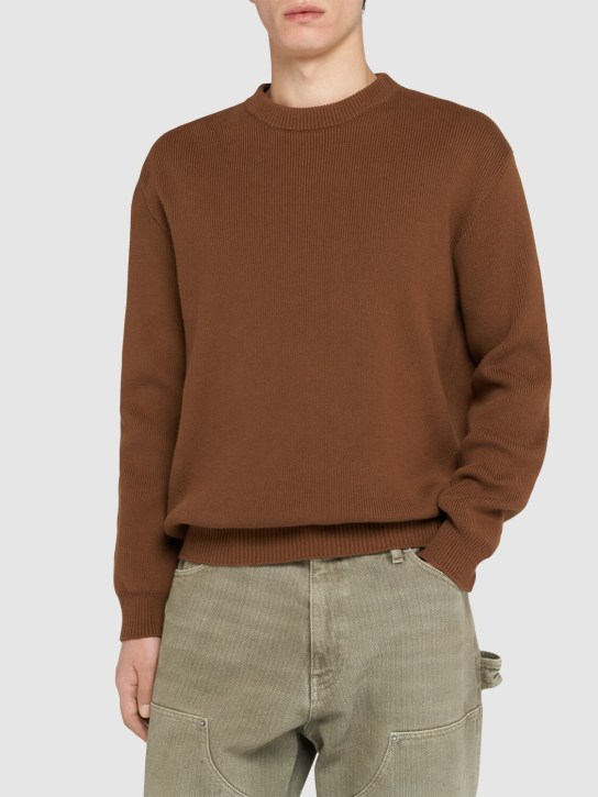 Golden Goose: Journey cotton crewneck sweater - Tobacco - men_2 | Luisa Via Roma