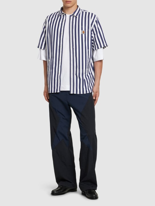 JUNYA WATANABE: Camicia Carhartt in cotone a righe - Bianco/Navy - men_1 | Luisa Via Roma