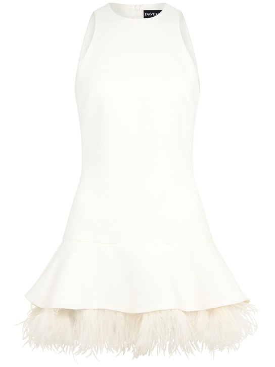 David Koma: Cady mini dress w/feather trim - White - women_0 | Luisa Via Roma