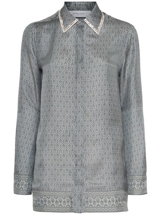 Golden Goose: Journey twill pajama shirt - Grey/Multi - women_0 | Luisa Via Roma