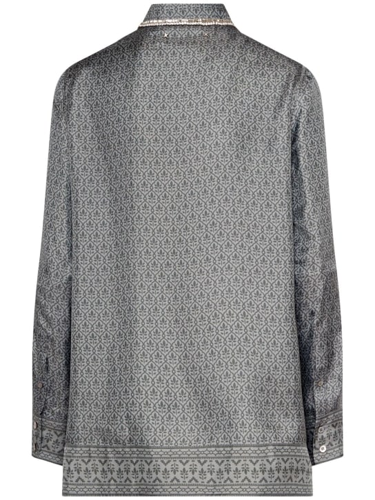 Golden Goose: Journey twill pajama shirt - Grey/Multi - women_3 | Luisa Via Roma