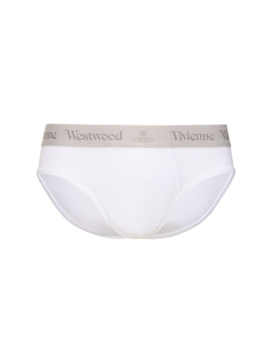 Vivienne Westwood: Pack of 2 stretch cotton briefs - Beyaz - men_0 | Luisa Via Roma