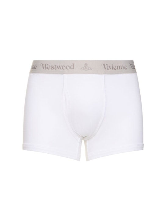 Vivienne Westwood: 弹力棉质平角内裤2条套装 - 白色 - men_0 | Luisa Via Roma