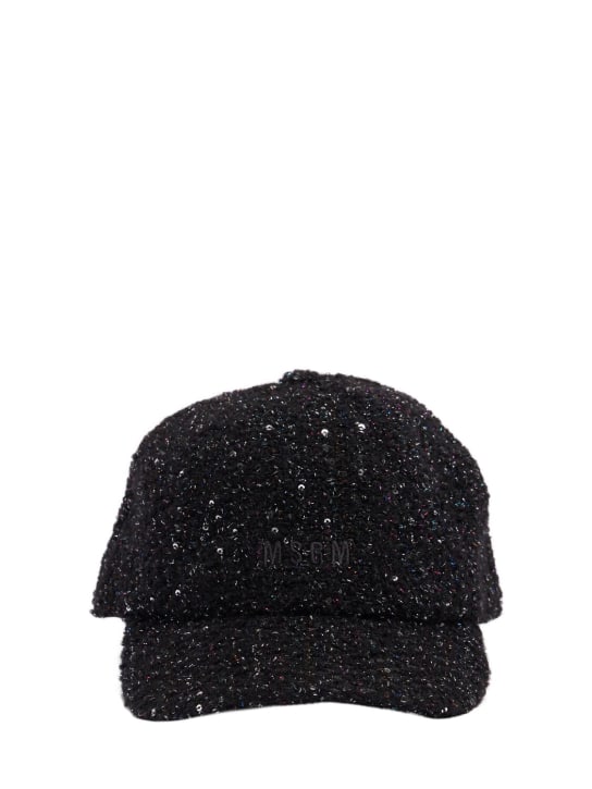 MSGM: Tweed baseball hat - Siyah - women_0 | Luisa Via Roma