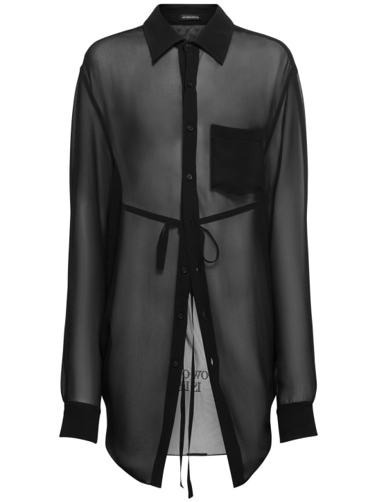 Ann Demeulemeester: Valere silk relax fit shirt - Black - men_0 | Luisa Via Roma