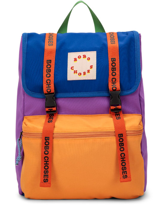 Bobo Choses: Cotton blend color block backpack - Multicolor - kids-girls_0 | Luisa Via Roma