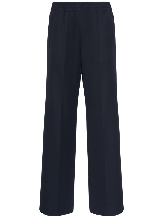 Golden Goose: Golden gabardine wool blend sweatpants - Dark Blue - women_0 | Luisa Via Roma