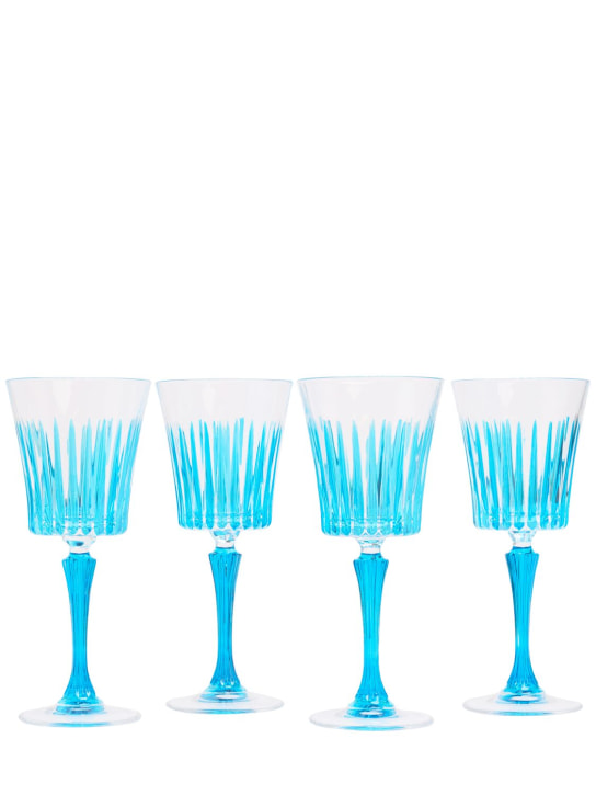 Les Ottomans: Set of 4 hand-painted wine glasses - Blue - ecraft_0 | Luisa Via Roma