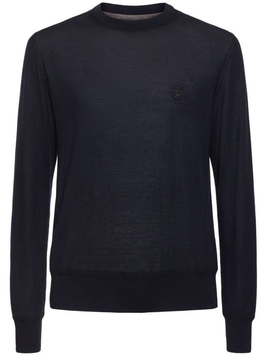 Bally: Adrien Brody cashmere crewneck sweater - Lacivert - men_0 | Luisa Via Roma