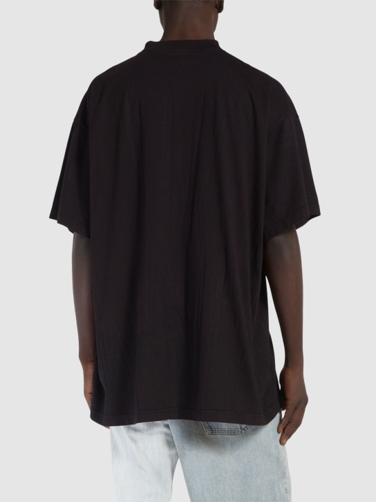 Balenciaga: Metal BB stencil vintage cotton t-shirt - Washed Black - men_2 | Luisa Via Roma