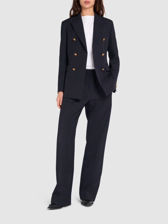 Golden Goose: Golden gabardine wool blend sweatpants - Dark Blue - women_1 | Luisa Via Roma