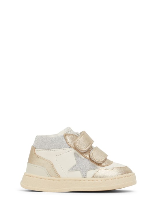 Golden Goose: June laminated leather pre-walker shoes - White/Gold - kids-girls_0 | Luisa Via Roma