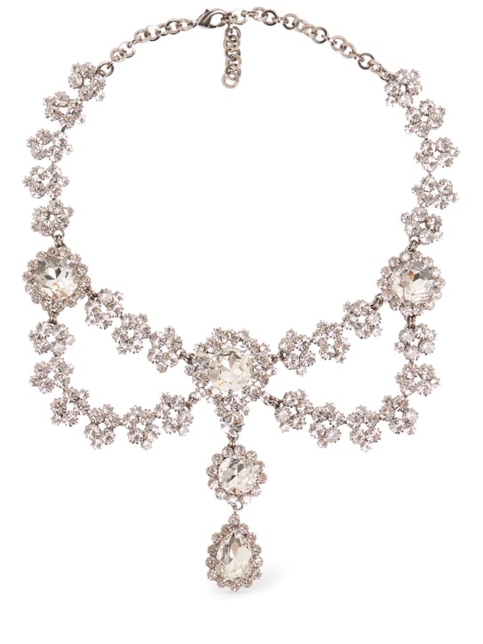 Alessandra Rich: Crystal collar necklace - Cry-silver - women_0 | Luisa Via Roma