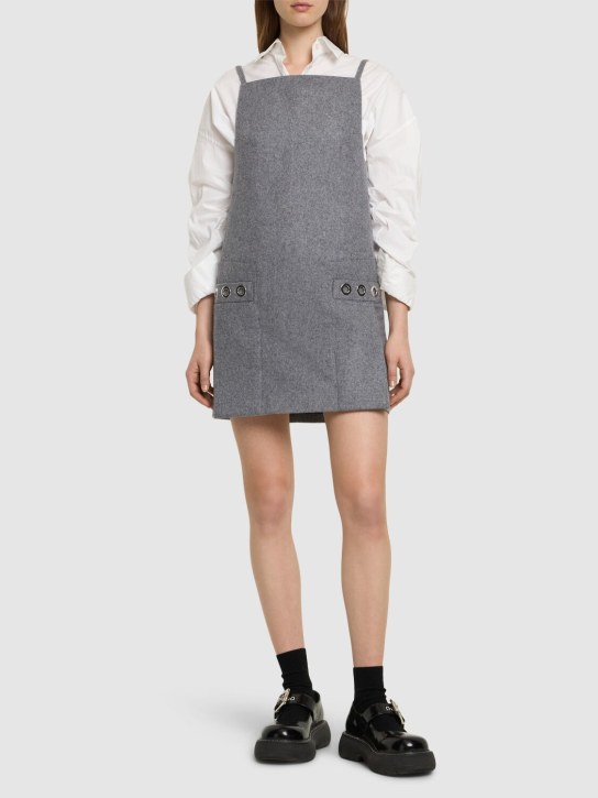 MSGM: Wool knit embellished mini dress - Grey - women_1 | Luisa Via Roma