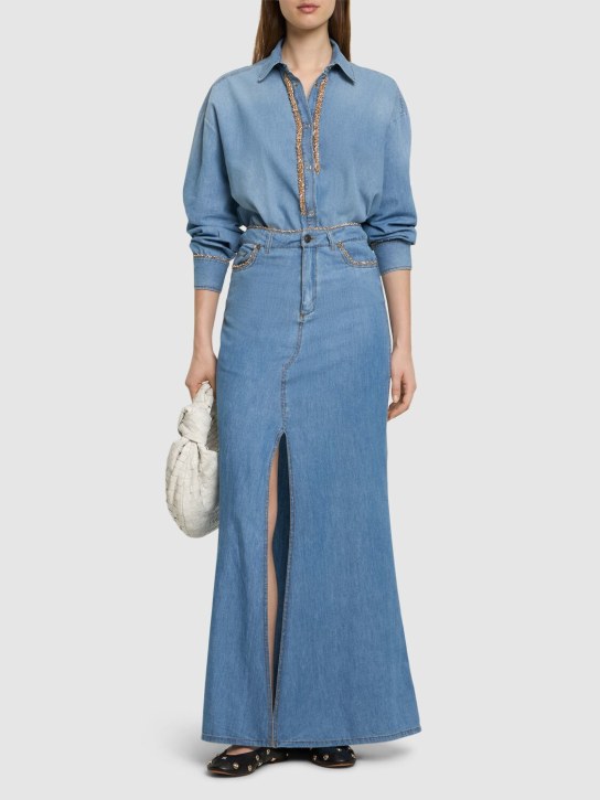 Ermanno Scervino: Camisa con detalles bordados - Azul - women_1 | Luisa Via Roma