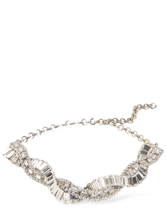 Alessandra Rich: Halsband mit Kristallgeflecht - Silber/Kristall - women_0 | Luisa Via Roma