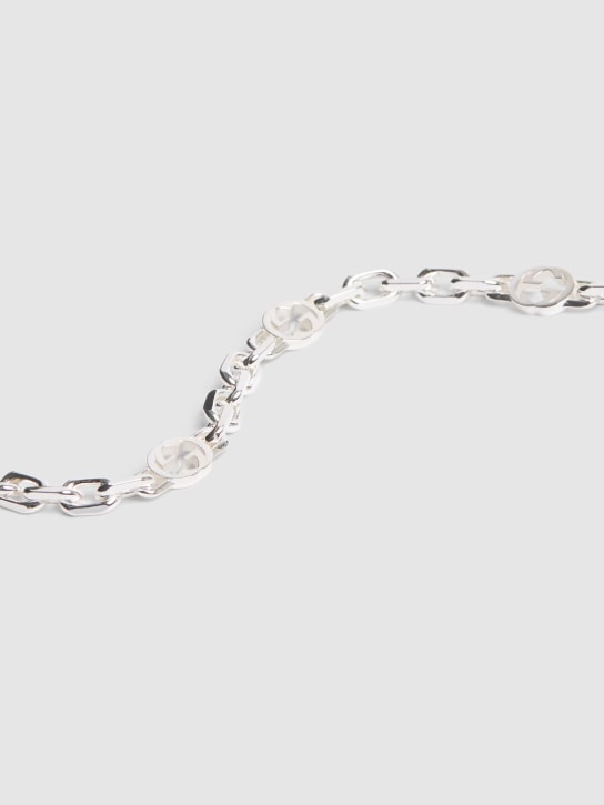 Gucci: Gucci Interlocking silver chain bracelet - Silver - women_1 | Luisa Via Roma