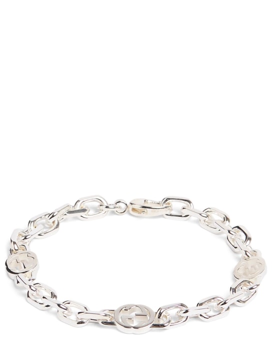 Gucci: Gucci Interlocking silver chain bracelet - Silver - women_0 | Luisa Via Roma