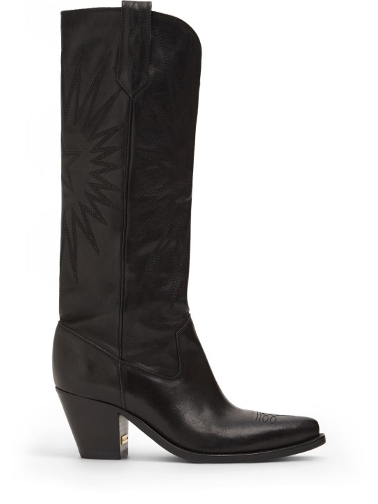 Golden Goose: 85mm Wish Star Francesca leather boots - Black - women_0 | Luisa Via Roma