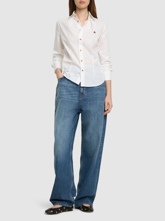 Vivienne Westwood: Toulouse cotton poplin shirt w/logo - Beyaz - women_1 | Luisa Via Roma
