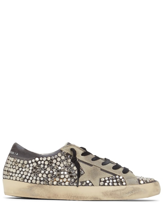 Golden Goose: 20mm Super-Star studs leather sneakers - Black/Silver - women_0 | Luisa Via Roma