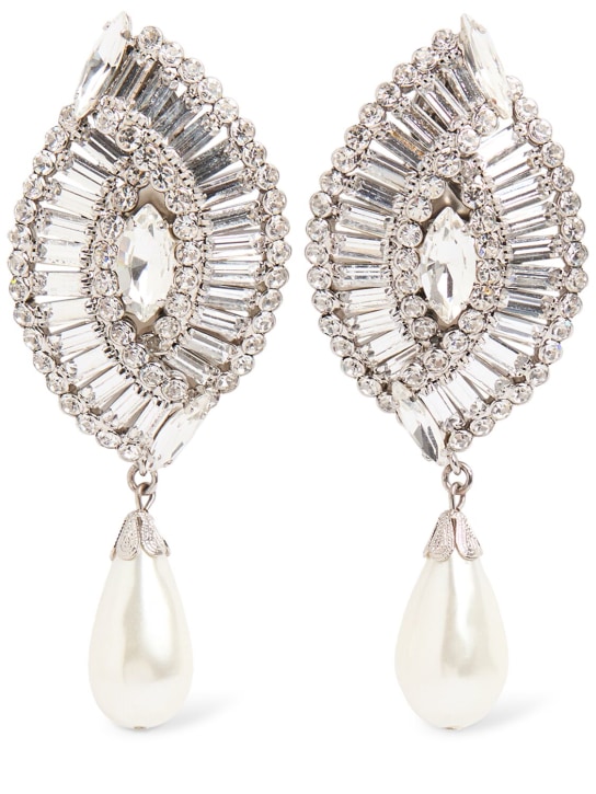 Alessandra Rich: Boucles d'oreilles en fausses perles et cristaux - Argent/Cristal - women_0 | Luisa Via Roma
