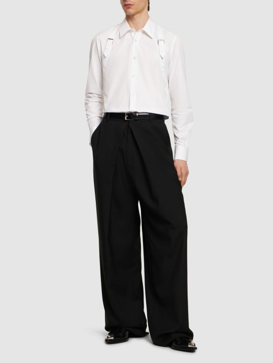 Alexander McQueen: Double strap harness cotton shirt - Optic White - men_1 | Luisa Via Roma