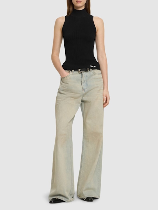 MSGM: Viscose blend knit turtleneck top - women_1 | Luisa Via Roma